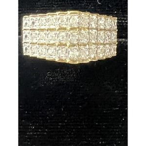 Sterling Silver And Gold Plated Cocktail Diamond Ring Sz 7